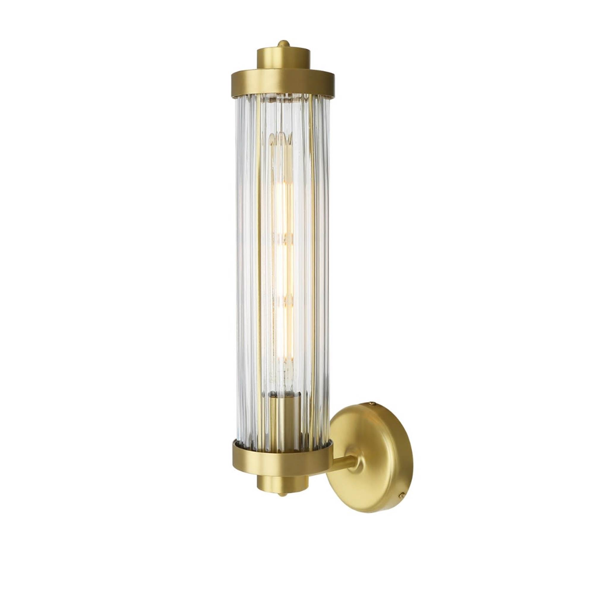 Mullan Lighting Louise Wall Light with Rippled Glass - Satin Brass
